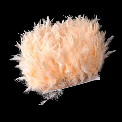 Fluffy Natural Turkey Feathers Trim 1/5/10m Soft Feather Fringe for Craft Carnival Costume Clothing Decoration-champagne-10M
