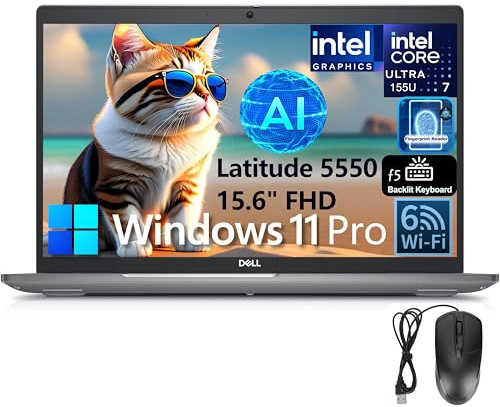 Dell Latitude 5550 15 Business AI Laptop, 15.6 FHD Computer, Intel Ultra 7 155U (Beat i7-1355U), 32GB DDR5 RAM, 1TB PCIe SSD, WiFi 6, Backlit Keyboard, Fingerprint Reader, Windows 11 Pro