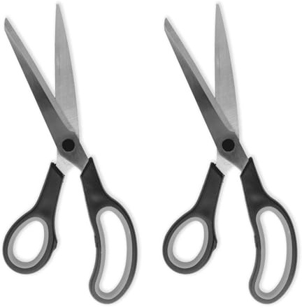 Lizzy 2x Large Black Scissor | Professional Stainless Steel & Easy Grip Handle | Ideal For School Home Office Art Sewing Tailor Stationery Craft Paper Fabric Household All-Purpose Sharp Shears For DIY