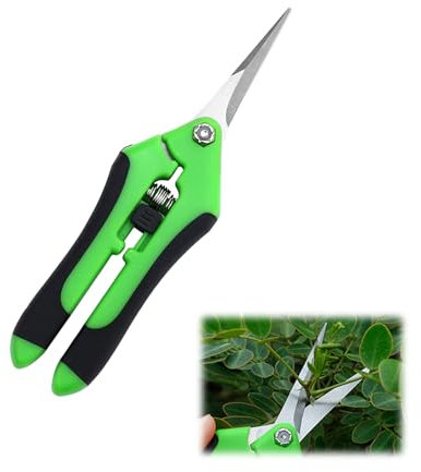 Small Garden Shears, Rose Shears, Professional, Plant Shears for Bonsai, Flowers, Harvest, Fruit, Vegetables - Tree Shears & Secateurs, Boxwood Shears, Lawn Edging Shears Hand (Green)