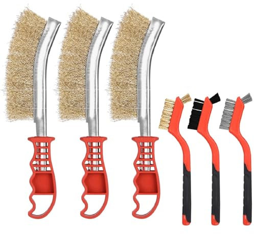 Cepillos metálicos para taladro,Cepillo de Alambre,Cepillo de Latón,Cepillos de Alambre para Taladro, Vástago Redondo Cepillo Metalico Limpieza, Lijadora Cepillos Alambre Taladro Profesionale,6PC