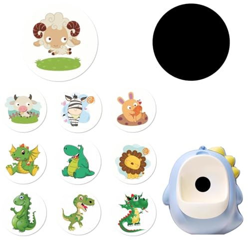 Potty Training Target 10 Sheets - Color Changing Pee Stickers for Boys, Toilet Aiming With Cute Cartoon Animal Design for Bathtub