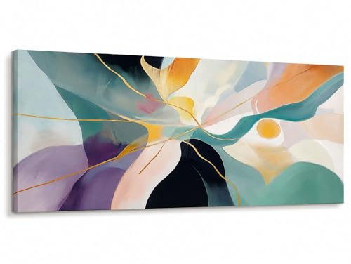 Lupia - Quadro moderno Canvas World ABSTRACT GALAXY, Stampa su Tela, Telaio in Fibra di Legno, effetto marmo, 52x122 cm, per soggiorno capezzale camera da letto, ufficio