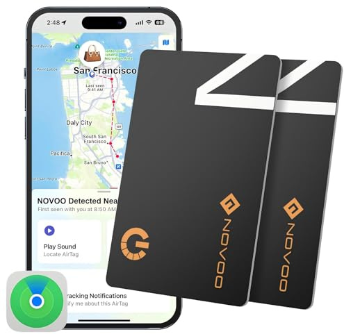 NOVOO Localisateur d'objets Carte Tracker pour Portefeuille (iOS)