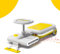 RIDEONMOP Cleaning Go Kart for Kids, Ride On Mop Floor Cleaner Go Carts with Lights and Music, Portable Mini Go Kart - Body Adjustable Retractable,Yellow