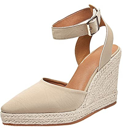 Alpargatas Mujer Cuña Cuña Plataforma Cerradas Sandalias De Vestir Verano Esparto Cierre De Hebilla Comodas Tacon Yute Sandalia Elegantes Casual Antideslizantes Zapatos Flexibles Fiesta Boda Ofertas