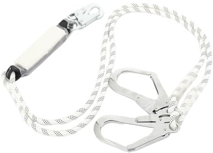 TABODD 6ft Doppel Verbindungsmittel mit Bandfalldämpfer und Legierungsstahl, Y-Seil Fallschutz Absturzsicherung 180cm 23 kN Bruchspannung für Outdoor Baumklettern Bergsteigen Rettungsdienst