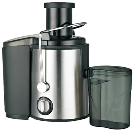 Exprimidor centrífugo, eléctrico de 800 W, portátil e inteligente de acero inoxidable, for frutas y verduras enteras, con jarra de 450 ml y recipiente for pulpa de 1600 ml