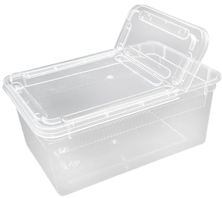 Fzaqwen Caja de Alimentación para Reptiles, Mini Estuche con Tapa Ventilada, Caja de Cría Transparente para Ranas, Caracoles Y Geckos, Estilo C