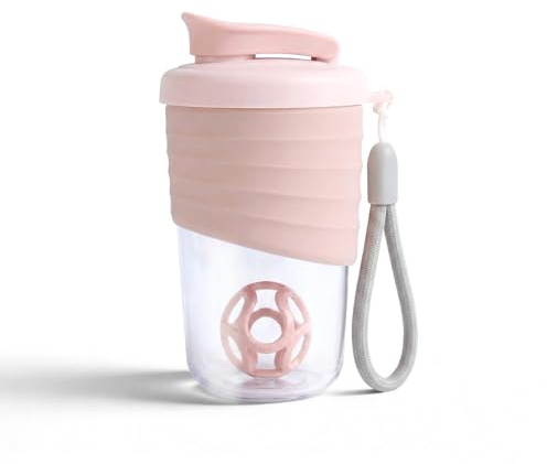 X SIM FITNESSX Bottiglia shaker per proteine, 530 ml, piccola, portatile, senza BPA, colore: rosa