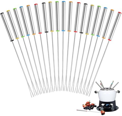 18 Piezas Tenedores para Fondue de Acero Inoxidable, 6 Colorido
