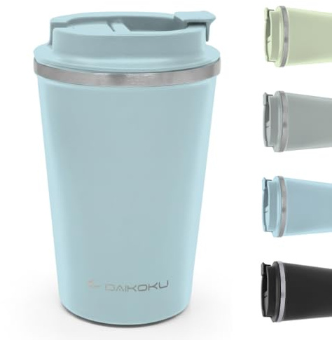 Daikoku Vaso Termico Hermetico 350ml Acero Inoxidable | Tapón Rosca Antigoteo y Antifugas | Doble Pared Aislante Sin BPA | Bebidas Frías 12h y Calientes 5h | Color Azul