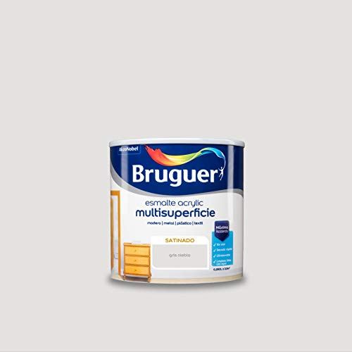 Bruguer Acrylic Multisuperficie Esmalte al agua Satinado Gris Niebla 250 ml