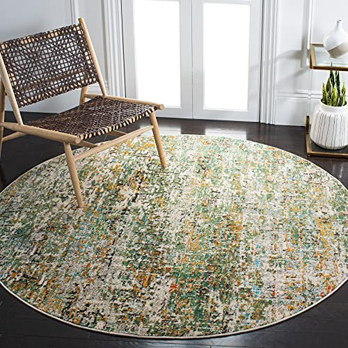 Safavieh Alfombra Contemporáneas para Sala de Estar, Comedor, Dormitorio - Madison Collection, Pelo Corto, Verde y Turquesa, 91 x 91 cm