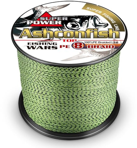 Ashconfish Braided Fishing Line- 8 Strands Super Strong PE Fishing Wire-100M/300M/ 500M/1000M/1500M/2000M(109/328/547/1093/1640/2187Yards)- 6lb to 300lb Abrasion Resistant-Zero Stretch-Multiple Colors
