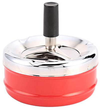 Hamaio Cendrier - Cendrier Rétro en Métal avec Poussoir Grand Cendrier Rotatif, Cendrier Vent Anti Fumée, pour Maison, Bureau, Chambre, Voiture