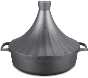 Marokkanischer Tajin aus Eisenguss Grau 28cm