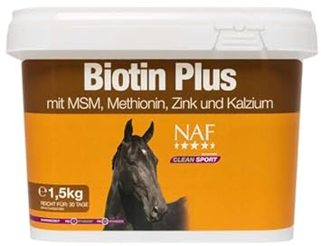 NAF Biotin Plus 1,5 kg – hovtillskottsfoder för hästar – stöder stark, hälsosam hästtillväxt – med biotin, mehionin och zink – daglig formel för hovvård för hästar