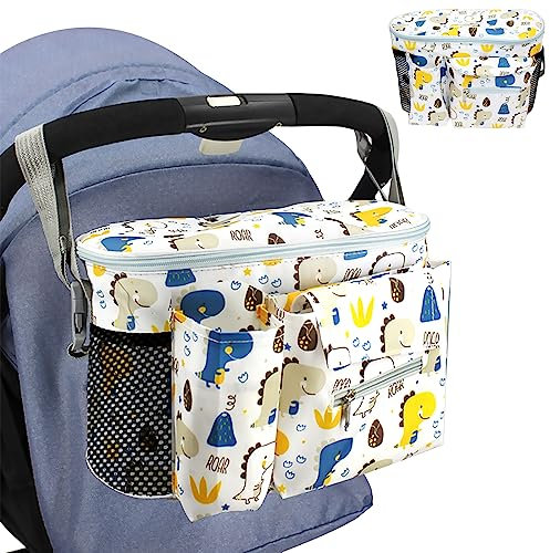 Organizador de Cochecito, Bolsa Universal para Cochecito con Correa Ajustable para El Hombro, Bolsas Organizadoras de Cochecito para Llevar Pañales, Teléfono, Juguetes, Accesorios para Cochecito