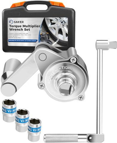 Saker Torque Multiplier Wrench Set-Heavy Duty Labor-Saving Nut Disassembly Tool with 11/16 3/4”13/16, 17mm/19mm/21mm Sockets Perfect for Loosening Car Tire Lug Nuts