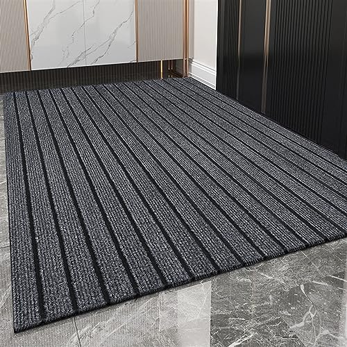 Heavyoff Felpudo de Entrada, Alfombra Exterior para Puerta, Antideslizante, Lavable para Atrapar Suciedad para Interior y Exterior Raya Gris, 140x160cm
