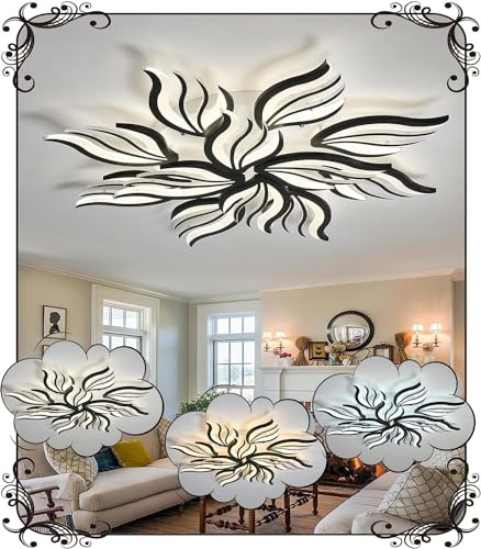 WSXEDC Dimmable Ceiling lamp LED Black Ceiling Light 115W Large Living Room Ceiling Lighting Creative Modern Bedroom Light Ceiling DIY for Living Room Youth Room Dining Room Kitchen Ø105cm