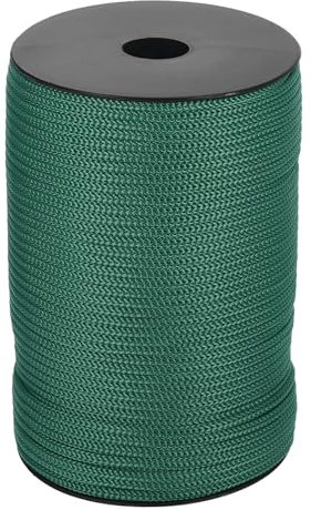 sourcing map 4mm Polypropylene Rope Braided Ropes, 100m Camping Rope Hollow Utility Cord for Clothesline, Hiking, Outdoor, Ink Green