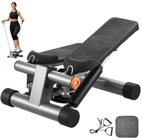 VEVOR Mini Stepper für Zuhause, hydraulischer Fitness-Stepper mit Widerstandsbändern, Up-Down Swing Stepper mit LCD-Monitor, 150 kg Tragkraft 170 – 325 mm