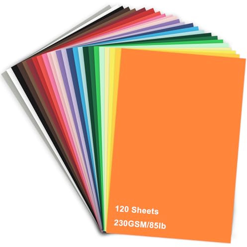 120 ark färgad kartong – 24 färger 230 gsm 85 kg 230 gsm 8,3 x 11,7 tum tungviktspapper för gör-det-själv-kort konst papper hantverk klippbok festlig dekor