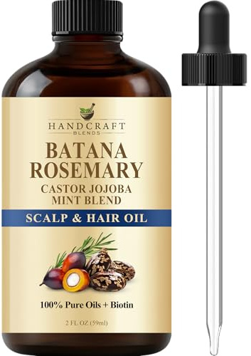 Handcraft Blends Batana and Rosemary Hair Oil - 59 ml | 100% Pure & Natural Oils, Scalp Care with Biotin, Strengthening for Fine Hair, Dry Scalp, Split Ends, Repair & Nourishing