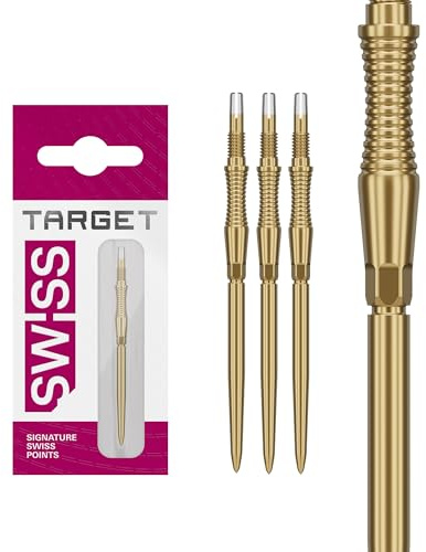 TARGET Darts Swiss Point Storm Dart-poäng, RST (3-pack uppsättning tips) 30 mm/35 mm/42 mm – guld/silver/svart | ändra pilpoäng, schweiziska stormpoäng, professionella darttillbehör