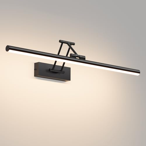 Klighten Led Lampada Da Specchio Bagno 60cm,Lampada Da Parete Rotante Ip44,20W 1500 LM Luce Specchio Bagno Led,Applique Moderno In Alluminio,Bianco naturale 4000K,Nero