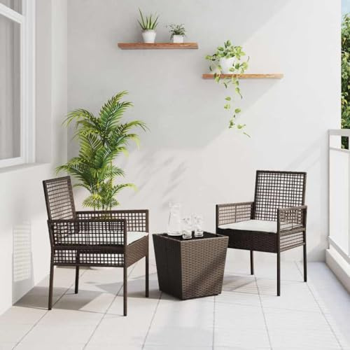Mandloder Bistro-set i 3 delar, brun poly rotting, väderbeständigt balkongmöbelset för terrass, hållbar utomhus-sittgrupp