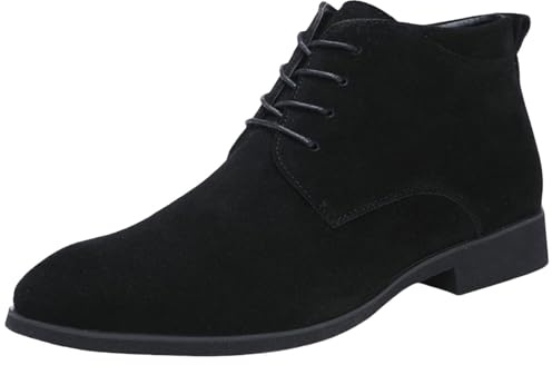 Stivaletti Chelsea da uomo, in pelle, da uomo, a pizzo, in camoscio, eleganti, leggeri, scarpe da lavoro, estive, per il tempo libero, Blu, 43 EU