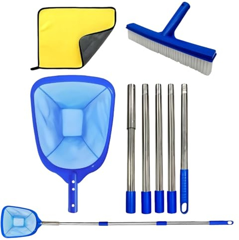 Recogehojas para Piscinas, Red Piscina Limpieza con 213cm de Aluminio de 5 Secciones et Cepillo Piscinas, Kit Limpieza Piscina para Claras, Leaves Y Debris, Estanque, Ffuentes,SPA, Pecera