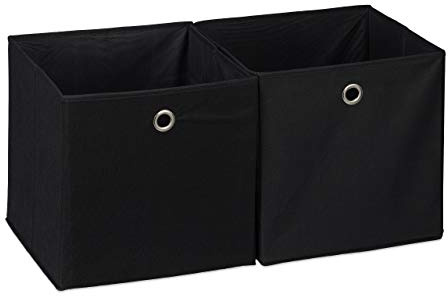 4 scatole portaoggetti in tessuto, quadrate, per scaffali, in tessuto, a forma di cubo, 30 x 30 x 30 x 30 cm, colore: nero