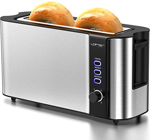 Long Slot Toaster, 2 Slice Toaster Best Rated Prime with Warming Rack, 1.7'' Extra Wide Slots Stainless Steel Toasters, 6 Bread Shade Settings, Defrost/Reheat/Cancel, Removable Crumb Tray, 1000W