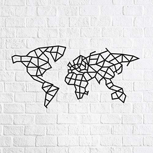 EWA Eco-Wood-Art World Map EWA EcoWoodArt Holzpuzzles Design-Polygonales Puzzle der Weltkarte-Souvenir, Geschenk, Küche, Wohnkultur, Interieur, Schwarz