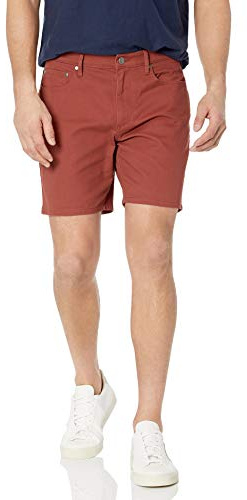 Amazon Essentials Pantalones Cortos Elásticos de Corte Ajustado con 5 Bolsillos, Entrepierna de 17,8cm Hombre , Castaño, 33W