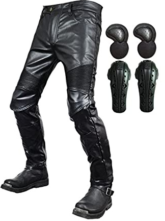 Hockey Pants Motorcycle Leather Pants Windshield Extended Protective Gear Armor Pants Motorcycle Riding Trousers For Men And Women (XXS-4XL, Extended Liner) (Color : Black, Size : Large)