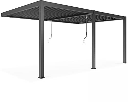 Oviala Pergola bioclimatique adossée Aluminium 6 x 3 x 2.57 m