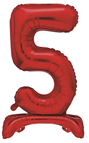 Unique 13425 - Palloncino Gigante In Piedi Numero 5-76 cm - Rosso