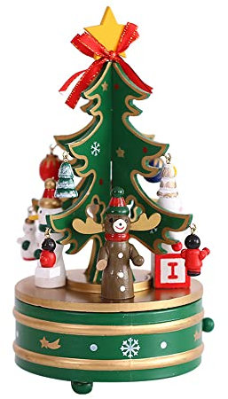 NAVESO Carillon di Natale, Carillon in Legno per Albero di Natale, Carillon con Decorazioni Natalizie, Carillon in Legno con Accessori Decorativi