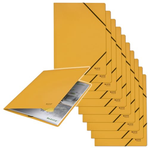 Leitz Recycle Classeur à rabats A4, lot de 10, pour 250 feuilles, résistant | Des rabats intérieurs protègent les documents; capacité de 250 feuilles A4; pour le bureau, l’école ou la maison.