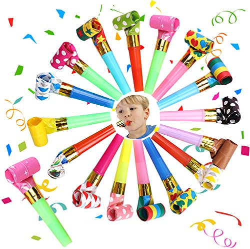 Ormromra 20 Stück Mehrfarbig Party Gebläse, Krachmacher Funny Whistles Gebläse, Musikalische Jubel Spielzeug, Lustige Spielzeuge für Neujahr Geburtstag Party, Kinder Party, Weihnachten, Bankett