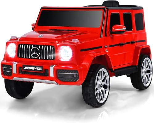 ATAA Mercedes G63 AMG 12v - Rojo- Coche eléctrico para niños Todo tereno con batería 12v, con Mando para Padres, música y Luces. Coche a batería Estilo Todo Terreno con Muchos Extras