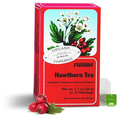 Floradix Premium Berry Herbal Tea - Hawthorn Berry Tea Bags, Organic, 15 Count (2g each)