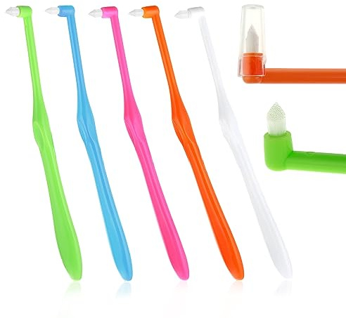 TIESOME Ensidig tuftad tandborste, 5 st Interspace avsmalnande trim tandrengöring interdental tuft gap för ortodontisk detaljrengöring