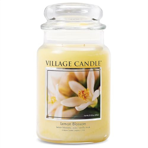 Village Candle Flor de limón, boticario de vidrio grande, vela perfumada en frasco, 602.4 g