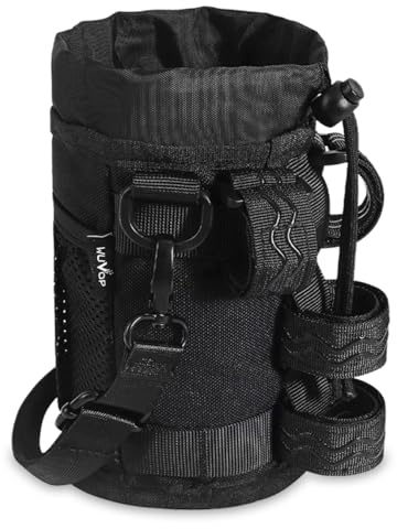 Portaborraccia bici, portabottiglie per bicicletta con tasca in rete chiusura a coulisse, porta borraccia tracolla senza viti,adatto per mountain bike, bici da città, moto, carrozzine